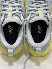 Asics Kids Size 3 Nova Blast Grey/Green/Yellow Running Shoes 1014A317