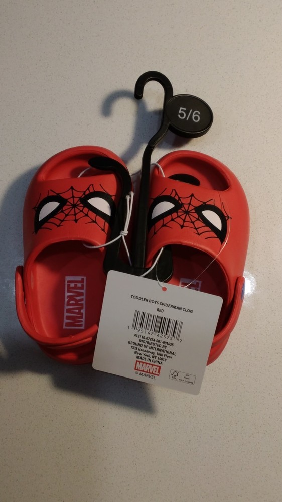Marvel Spider-Man Kids Clog Sandals Red Size 5/6 Lightweight Comfort