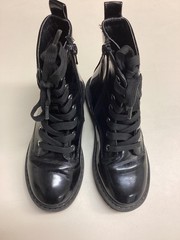 Thereabouts Boots Kids Size 13 Black Combat Ankle Lace Up Zip Patent Fall