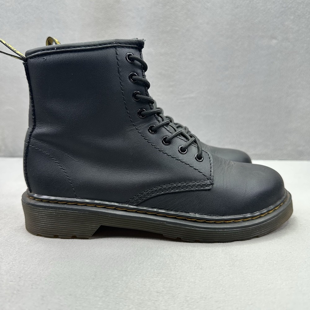 Size 3 – Dr. Martens 1460 J Combat Boots Black Leather Kids Youth Lace Up Zip