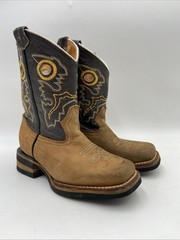 Old Corral Square Toe Cowboy Boots Brown Swede Leather Kids Size 11 US /18.5 Mex
