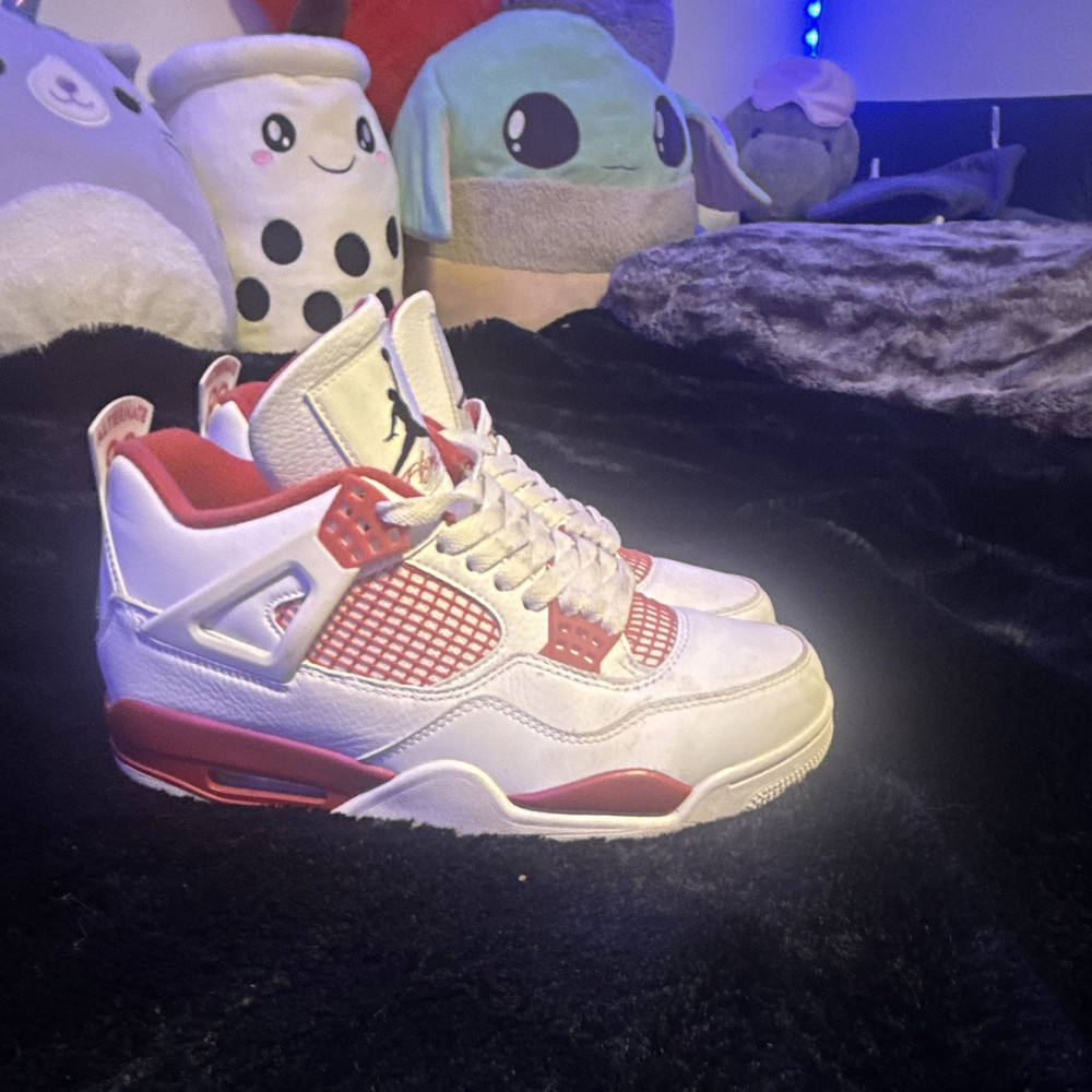 Jordan Air Jordan 4 White/Red Unisex Kids Mid Top Cushioned Leather 8.5