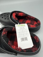 Crocs Classic Lined Red & Black Buffalo Check Youth Kids Junior Size J2 NEW