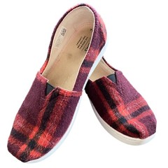 TOMS Red Fall Flannel Plaid Slip On Kids Youth Size 4
