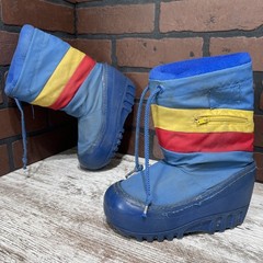 Vintage Winter Moon Boots Lace Top Zip Pockets & Stripes! Kids 11/12 —FAST SHIP!