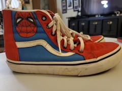 Marvel Spiderman Hi Tops W Zips By VANS Youth Sz 3 Skateboard Skate Shoes