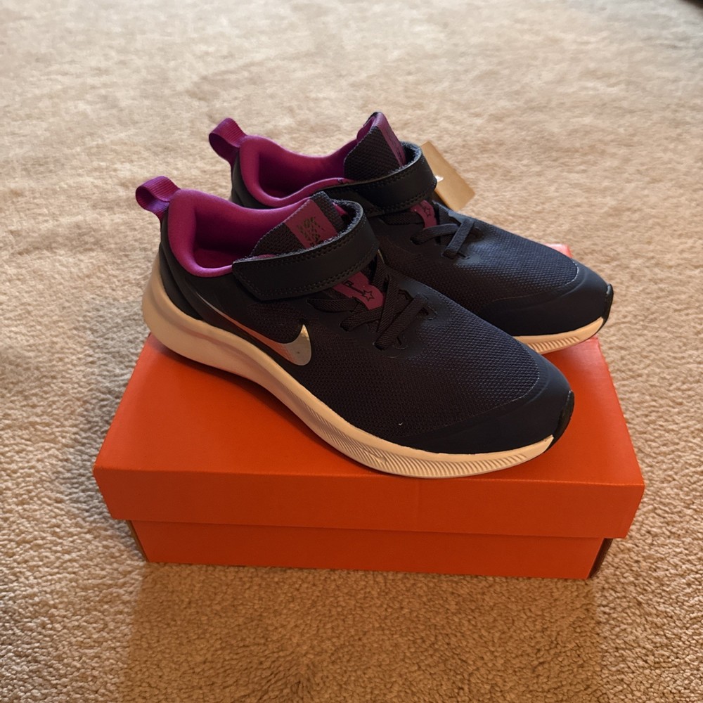 NIKE NWT Kids Star Runner 3 Sneakers Midnight Navy/Purple/Silver 2.5Y w/ Box
