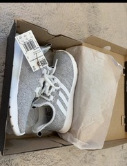adidas Cloudfoam Pure 2.0 Kids Athletic Sneakers Gray White Size 6 Breathable