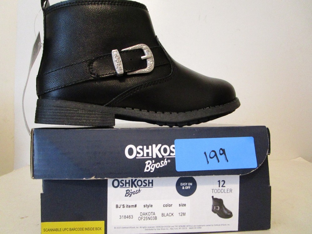 OshKosh B’gosh Dakota Western Side-Zip Toddler Unisex Boots Black Size 12