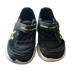 Under Armour Kids Assert 9 Black Lime Green Running Shoe Sneakers 7K 3024637-003