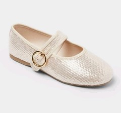 Art Class Kids‘ Quilla Ballet Flats Sequin Mary Jane Shoes Buckle Creme Size 4