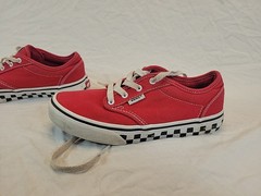 Red Vans With Checked Sole Youth Size 3 EU Size 34