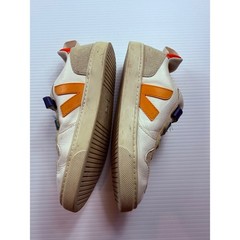 Veja V-10 Multi-Color Leather Strap Sneakers White Orange Green Kids Size 4