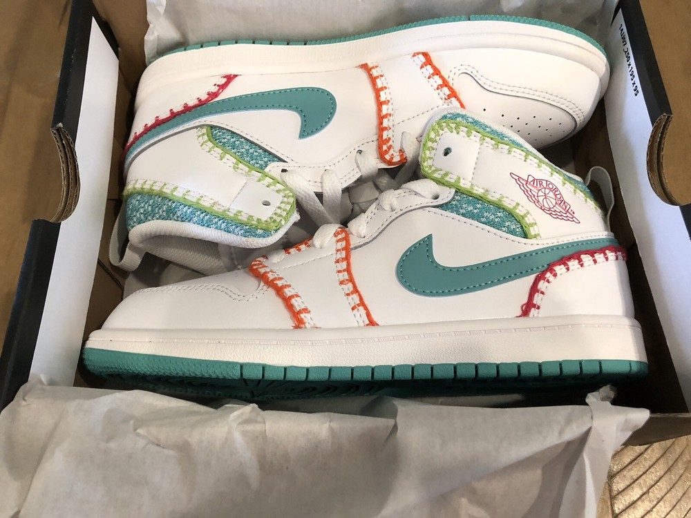 Air Jordan 1 Mid SE (PS) Size 3Y White/Washed Teal-Rush Pink DM9648-100