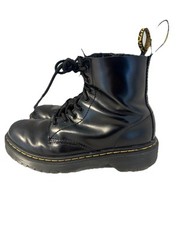 DR. MARTENS 1460 Pascal Smooth Leather Combat Boots in Black Kids US 3 Side Zip