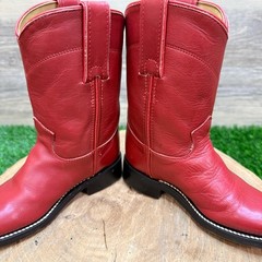 Justin Youth – Size 9B – Red Roper Western Cowboy Boots 3035