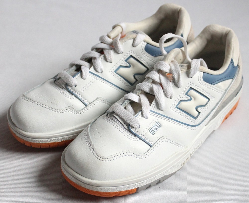 New Balance Youth Size 2M (PS) 550 Sneakers White Mercury Blue Shoes PSB550WB