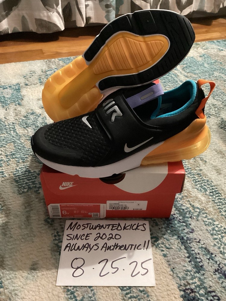 DS 2019 Nike Air Max 270 Extreme Black Laser Orange GS Sz 6Y