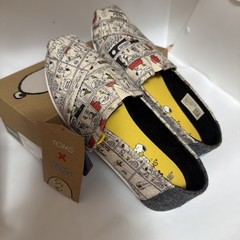 TOMS X Peanuts Tiny Alpargata Snoopy Comics Tan Felt Slip-on Shoes Woman 5