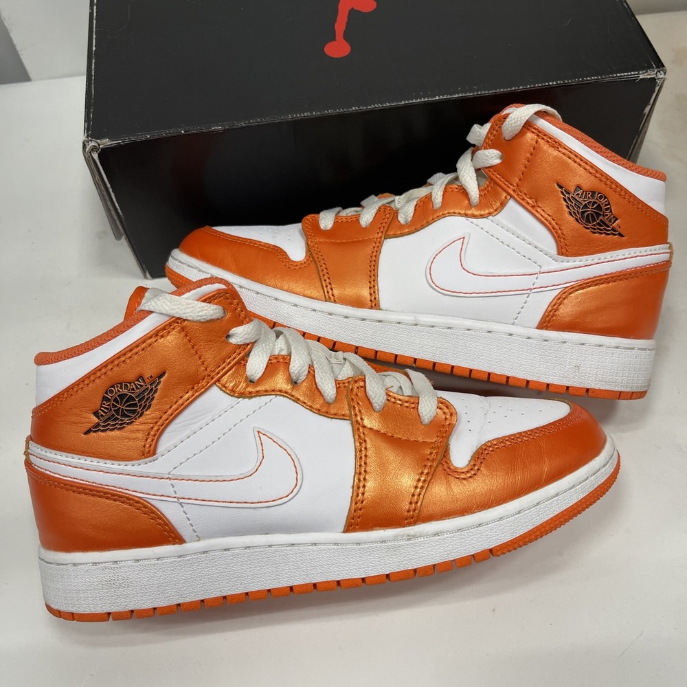 Jordan 1 Mid Electro Orange-Preowned-Size 5.5Y