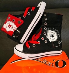 Size 7 Kids – Collection’O Black/Red Sports High Top/Mid-top combo Sneakers