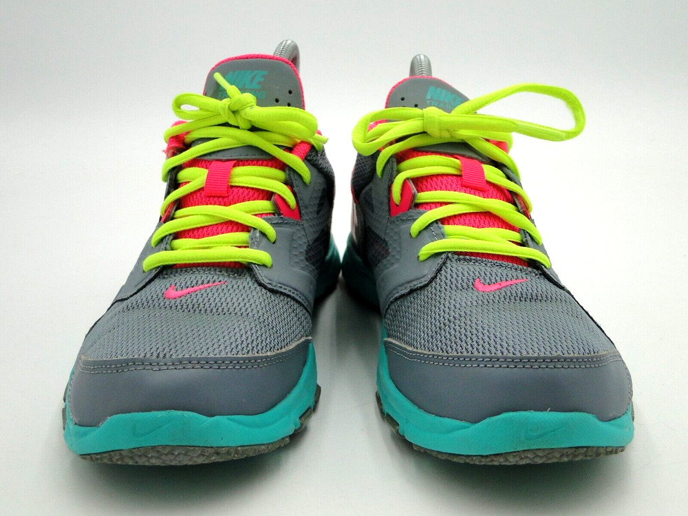 Nike Flex Supreme Gray/Neon Pink Yellow Teal Girls Size 6Y