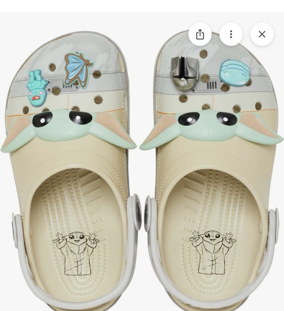 Crocs Star Wars Grogu Classic Clog Sz J4 Kids Baby Yoda Sandals NWOB