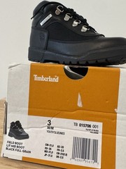 Timberland Field Boot Black Leather Ankle Boots Youth US 3 M TB015706001