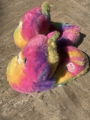 Build-a-Bear Workshop Rainbow Tie Dye Teddy Bear Slippers Kids SZ Small 13/1