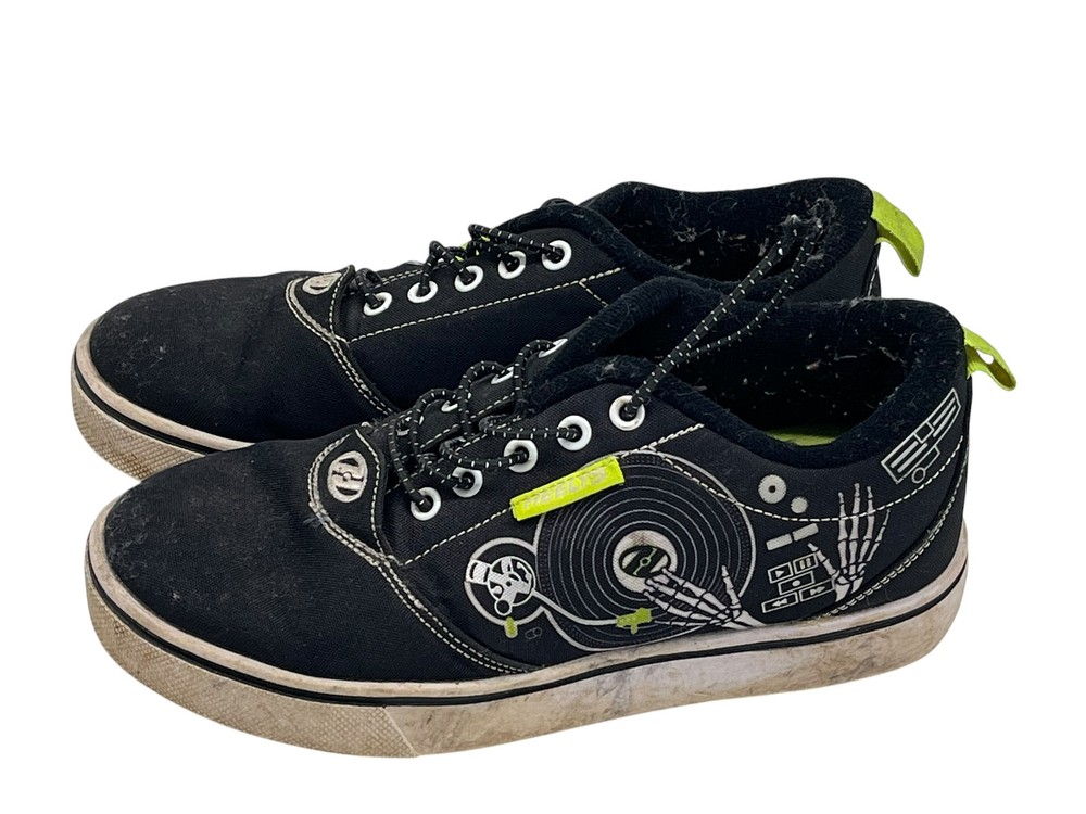 Heelys DJ Graphic Wheeled Shoes Youth Size 4 Black Lime Green