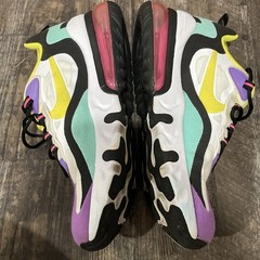 Nike Air Max 270 React Shoes Youth Size 6.5Y White Yellow Purple BQ0103-101