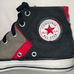 Chuck Taylor Converse All Star Size 4 Black Red Gray White High Tops Lace-Up