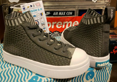 NATIVE Grey JEFFERSON 2.0 HIGH LITEKNIT Kids Sneakers Lace Shoes 10T US / 27 EUR