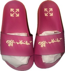 Off White 5 Kids Slides -Fuchsia Yellow *Bundle Size (29, 30,30,31,32) New