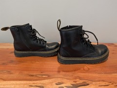 Dr. Martens Zavala J Combat Boots for Kids Black Leather, Unisex, Size 1