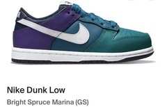 Nike Dunk Low (GS) Teal Purple White Leather Low Top Sneakers US 5Y DH9765-300