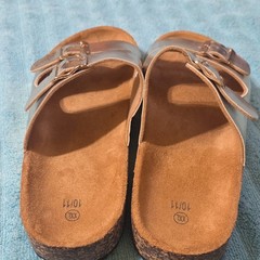 Payton Double Buckle Adjustable Slide Sandals Cork Footbed Gold Kids 10/11