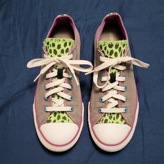 Converse All Star #640544F Charcoal Gray Double Leopard Tongue Junior Sz 5 Shoes