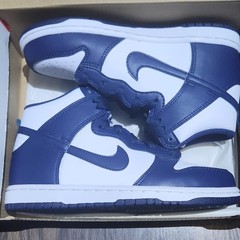 Nike Dunk High (PS) White/Midnight Navy Kids Sneaker 2Y DD2314-104