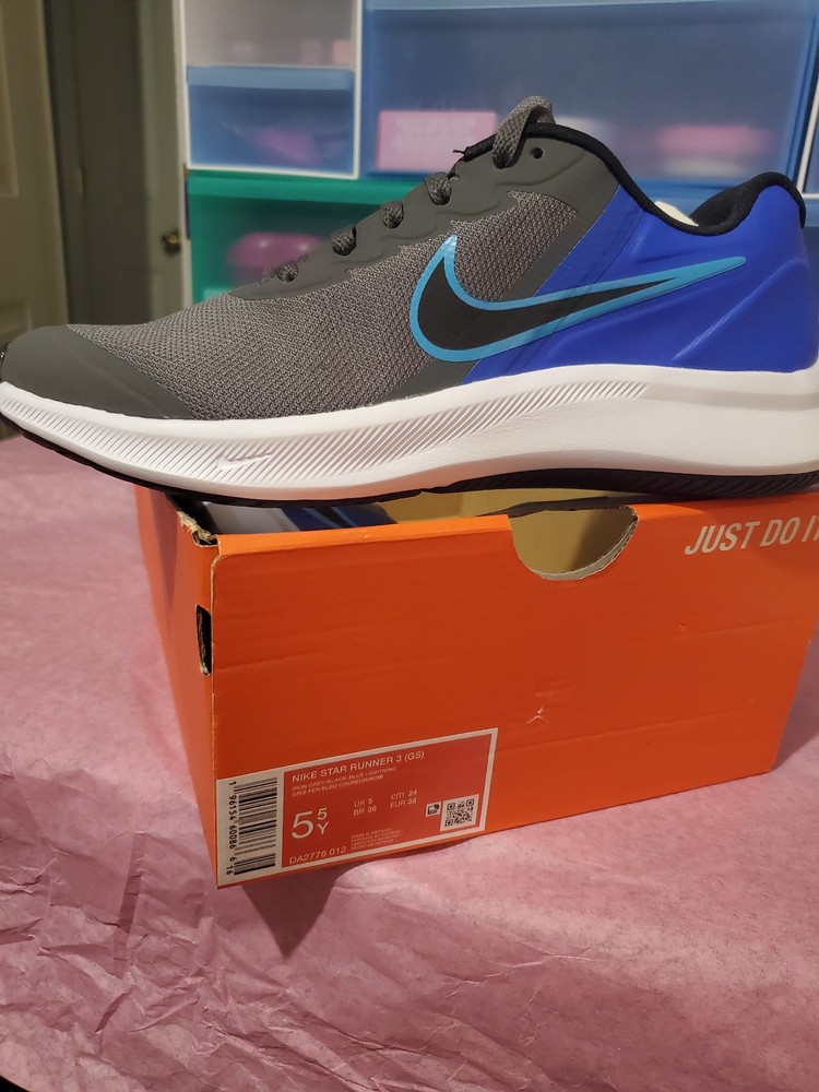 Nike Star Runner 3 GS Iron Grey Blue Lightning DA2776-009 Youth 5.5Y / Women 7