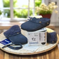 Birkenstock Kaprun Cuff Shearling Slipper Clog Kids EU 26 / US K 8.0 Navy