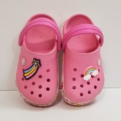 Crocs Toddlers Kids Fun Lab Mickey Lights Clogs Pink Sz 9 C Sandals With Charm