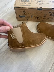 New! Cienta 1052065.21 Tan Brown Suede Zipper Boots Kids EU 24/US 7.5 M Leather