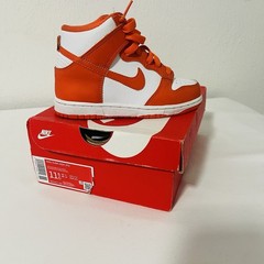 Nike Dunk High (PS) Retro 11.5C Og White/Orange Blaze-White Syracuse DD2314 100