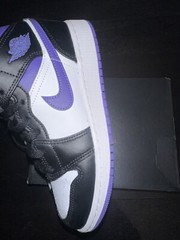 Big Kids Women Air Jordan 1 Mid Dark Iris (GS) Purple White Black 554725-095 4Y