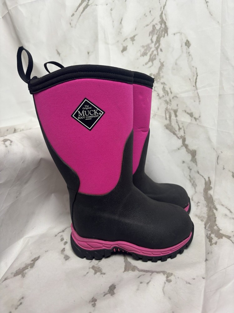 Muck Kid’s Rugged II Boot – Black/Pink Winter Boot Insulated Toddler Size 8 Girl