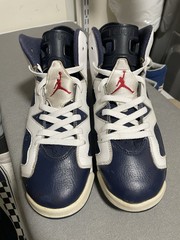 Nike Air Jordan VI 6 Retro 2012 Olympic White Navy Blue, 384665-130 7Y