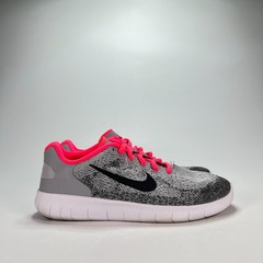 Nike Free RN 2017 GS Wolf Grey Pink Lace Up Running Shoes 904258-001 Youth Sz 5Y
