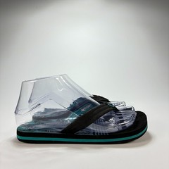 Reef Ahi Aqua Palms Black Blue Palm Leaf Flip Flop Sandals Youth Size 5