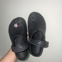 Crocs Classic Clog Kids Shoes Black/Pink Star Charm Closed Toe US 3